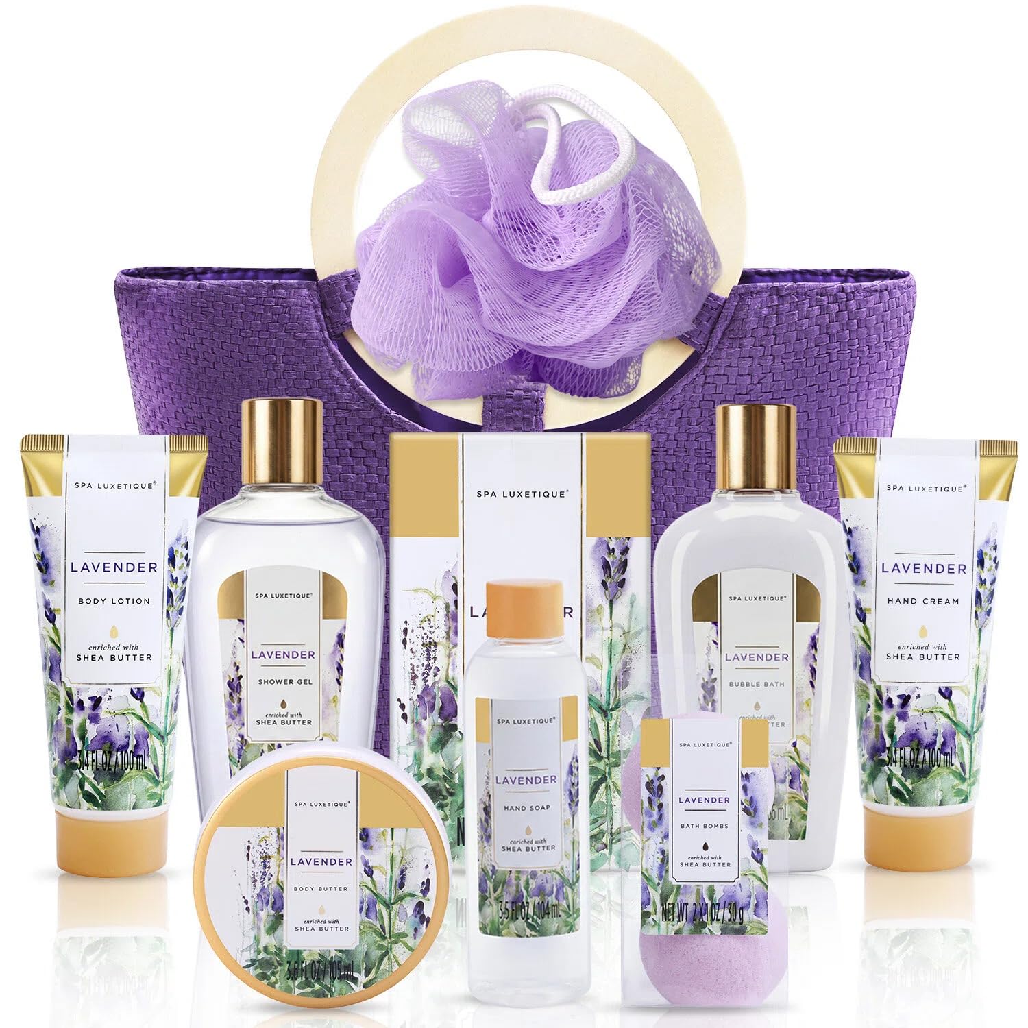 Spa Luxetique Lavender 10pc Gift Baskets Birthday Gifts for Women