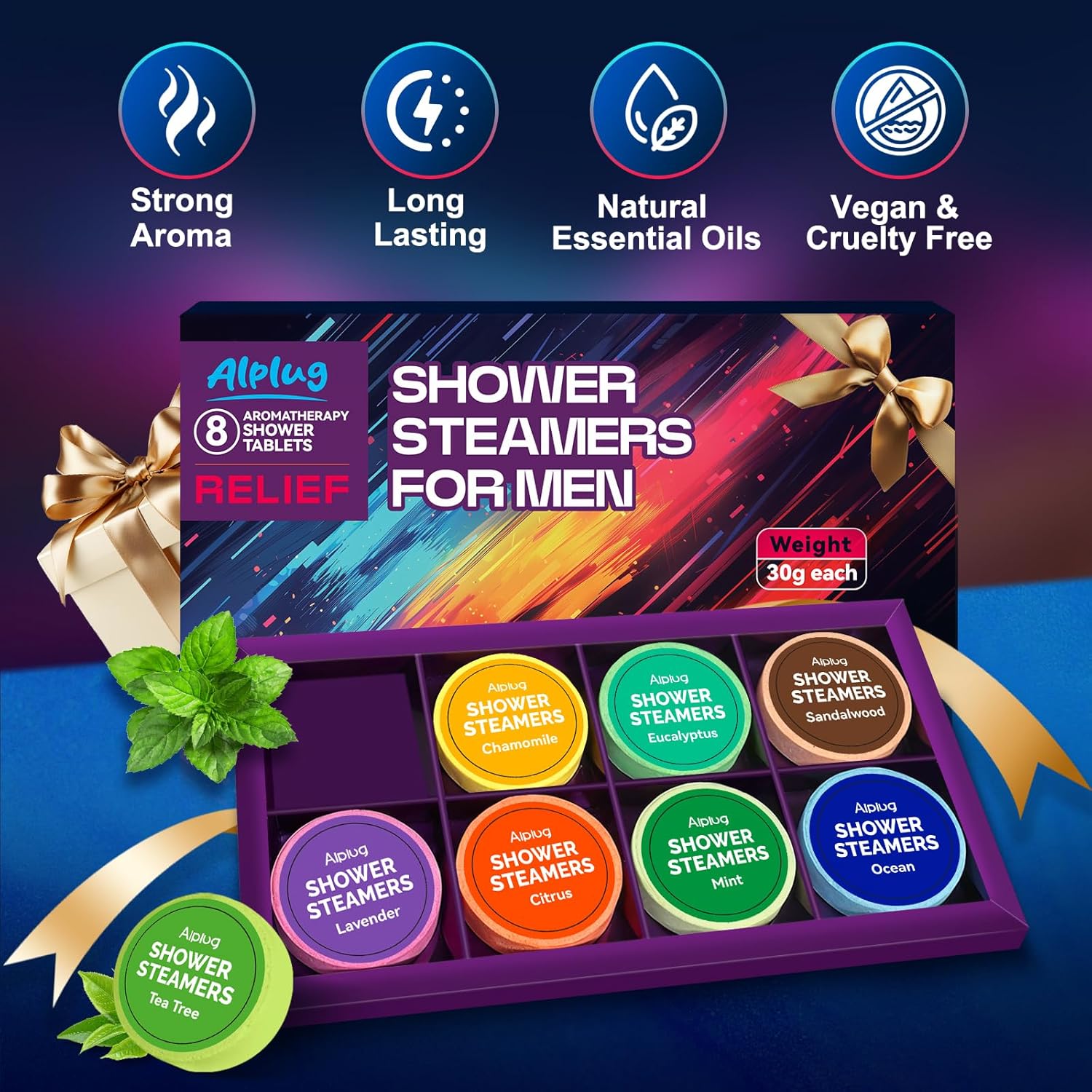 Shower Steamers for Men 8 Pack - Gifts for Men, Shower Bombs Aromatherapy with Essential Oils, Mens Gifts Ideas, Birthday Gifts for Him Dad Husband, Gifts for Mens Who Have Everything - Image 4