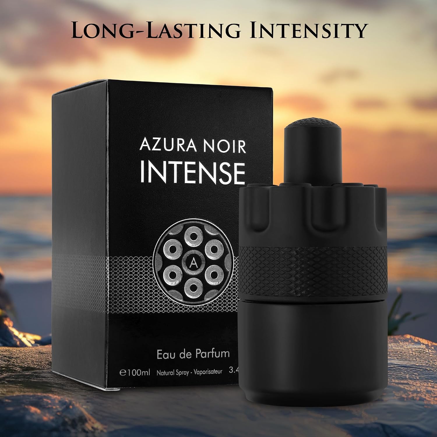 URBAN COLLECTION Azura Noir Intense Eau De Parfum for Men 3.4 fl oz – Cardamom & Earthy Notes – Bourbon Vanilla Base – Long Lasting – Elegant 100ml Bottle – Free of Paraben, Vegan & Cruelty-Free - Image 4