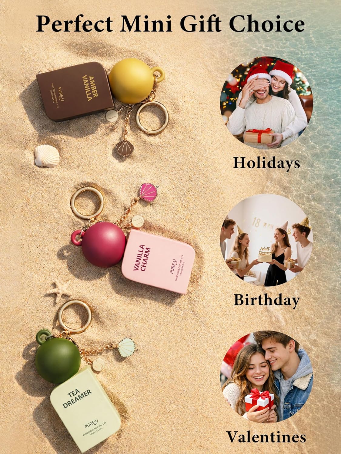 PUREU Creamy Vanilla Sandalwood Pheromone Perfume Oil for Women, Long Lasting Extrait de Parfum Roll On with Clip-on Keychain, Alcohol-Free Sweet Gourmand Travel Size for Date & On-the-Go, 0.34 Fl OZ - Image 7
