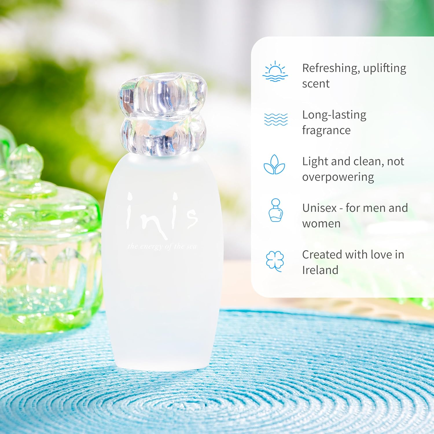Inis the Energy of the Sea - Cologne for Men and Women, 3.3 fl oz | Large Unisex Perfume for Women and Men, Clean Fresh Aquatic Ocean Fragrance in Frosted Sea Glass Bottle, Mens Cologne Gift - Image 2