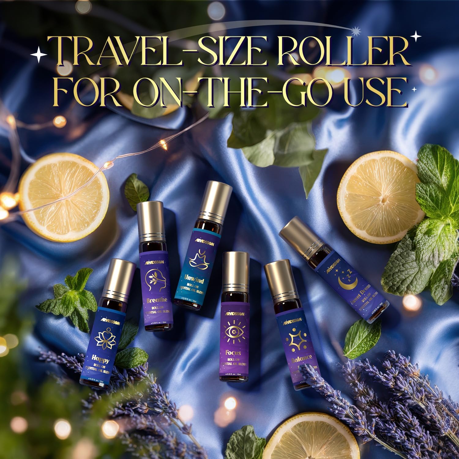 ARVIDSSON Essential Oils Roll On Set, Natural Self Care Essential Oil Blends Gift for Women - Sweet Dream, Unwind, Breahte, Balance, Focus, Happy, Aromatherapy Oil Roller for Body, Massage - Image 6