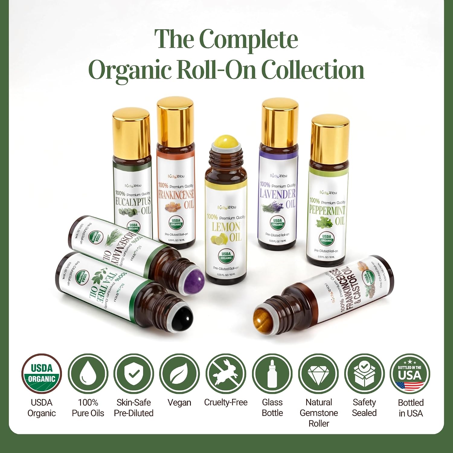 Rosemary Essential Oil Roll On for Hair Growth Scalp Massage Care - 100% Pure USDA Organic MCT Coconut Oil - Eyebrow Beard Growth Hairline Roots Mental Clarity Focus - Gemstone Roller 10ml Travel Size - Image 8