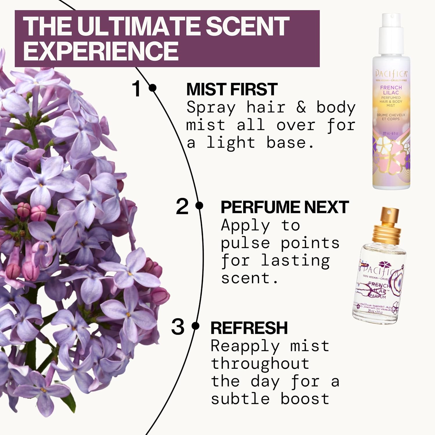 Pacifica French Lilac Hair & Body Mist – Clean Vegan Floral Hair Perfume Spray for Women, Fresh-Cut Lilac, Magnolia & Heliotrope Notes, Alcohol-Free Head-to-Toe Fragrance, Cruelty-Free, 6 Fl Oz - Image 11