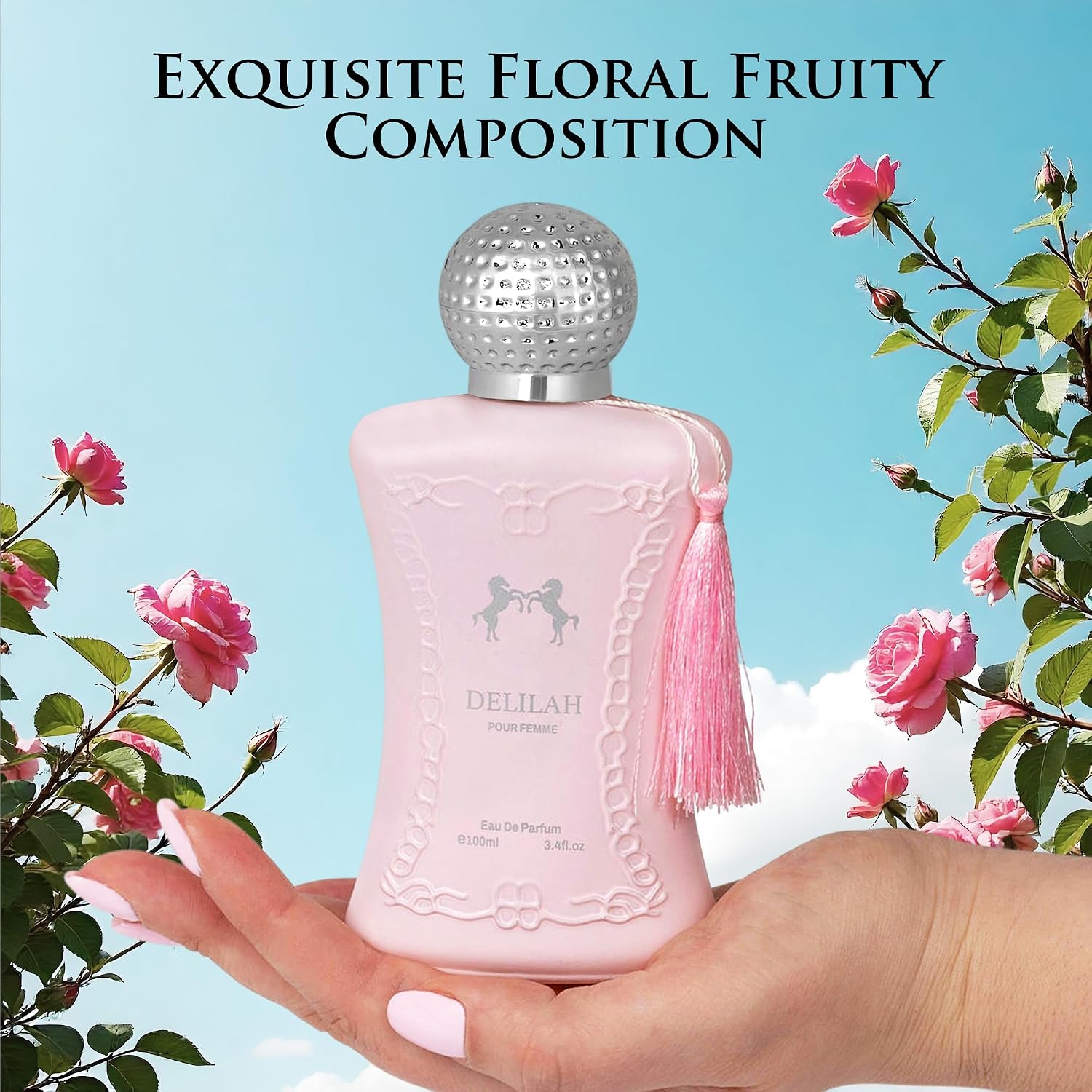 Delilah for Women - Floral Fruity Fragrance - Top Notes of Rose, Peony, Lychee, Bergamot & Nutmeg - Base Scents of Cashmeran, Cedar & Incense - Free of Paraben - Elegant 100ml Bottle, Women Parfume - Image 6