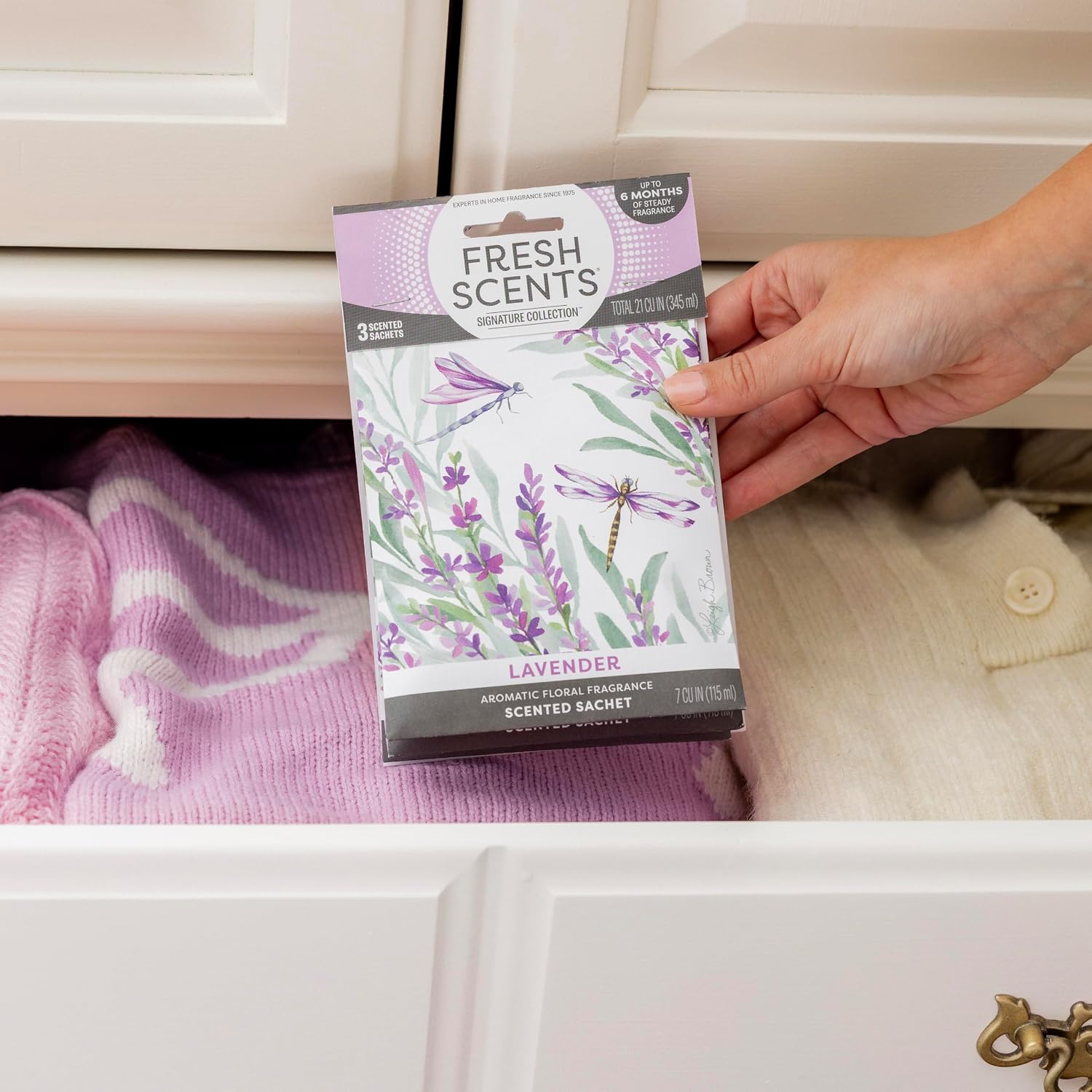 Fresh Scents Scented Sachets | Lavender | Home Fragrance | Long Lasting (Up to 6 Months) | Air Freshener for Closets, Drawers, & Cars | 6 Pack - Image 5