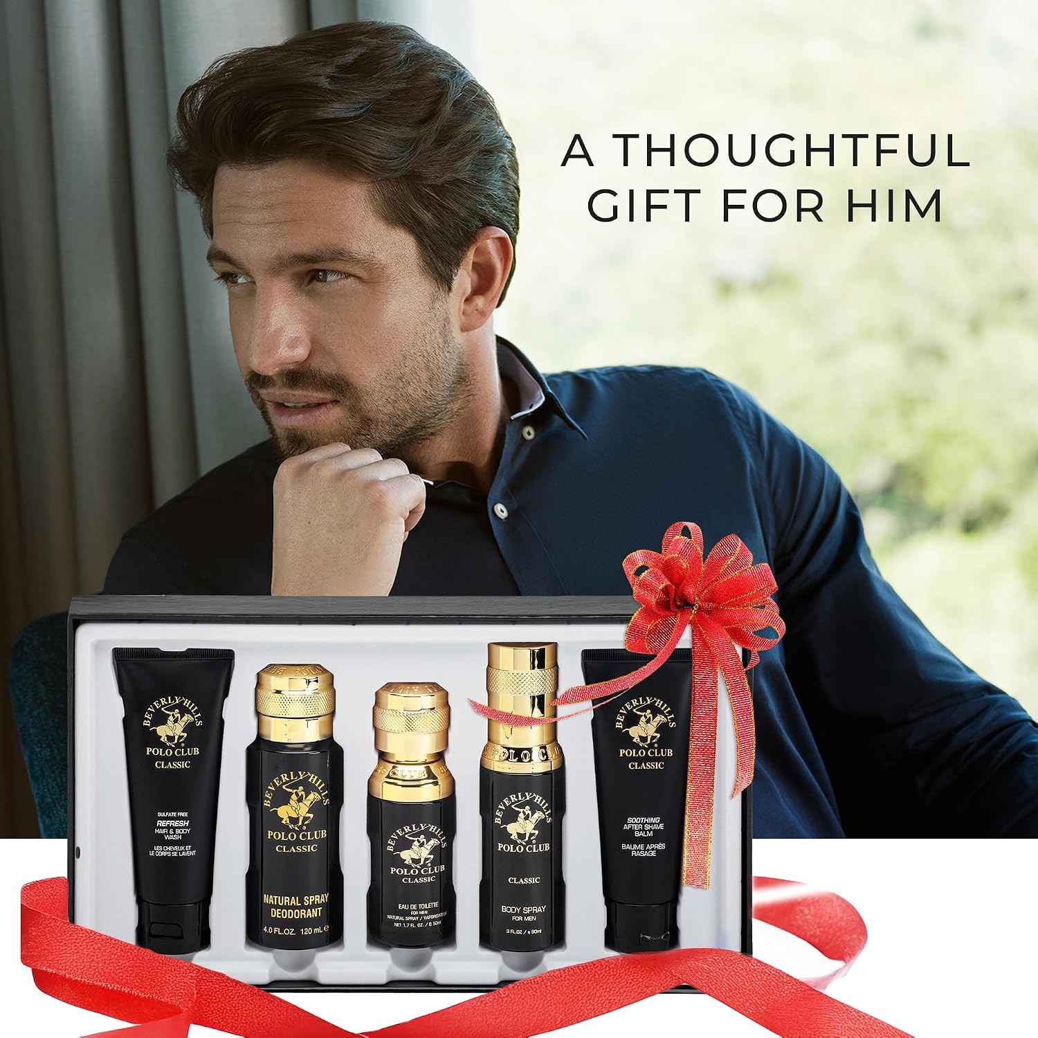 Beverly Hills Polo Club BHPC Cologne 5 Piece Gift Set for Men | Eau de Toillete, Deodorant, Shower Gel, Body Wash, Body Spray Fragrances (Classic) - Image 3