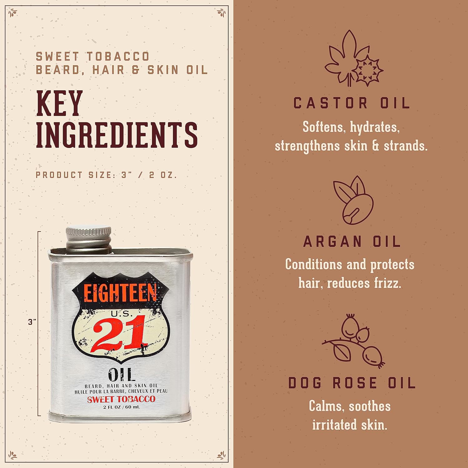 18.21 Man Made Hair, Skin & Beard Oil for Men, 4 Scents - Non-Greasy, Conditioning Balm with Castor Seed, Jojoba, and Argan Oils - Premium Tattoo and Mustache Care Products - Image 3