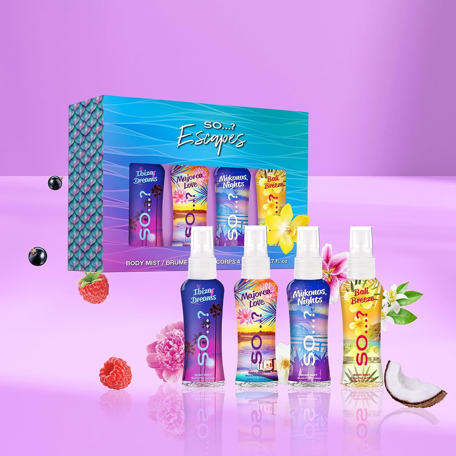 So...? Escapes Body Mist Set - Perfumes for Women - Everyday Body Spray for Women - Vegan, Cruelty Free Fragrances - Travel Size Gift Set - 4 pcs - Image 8
