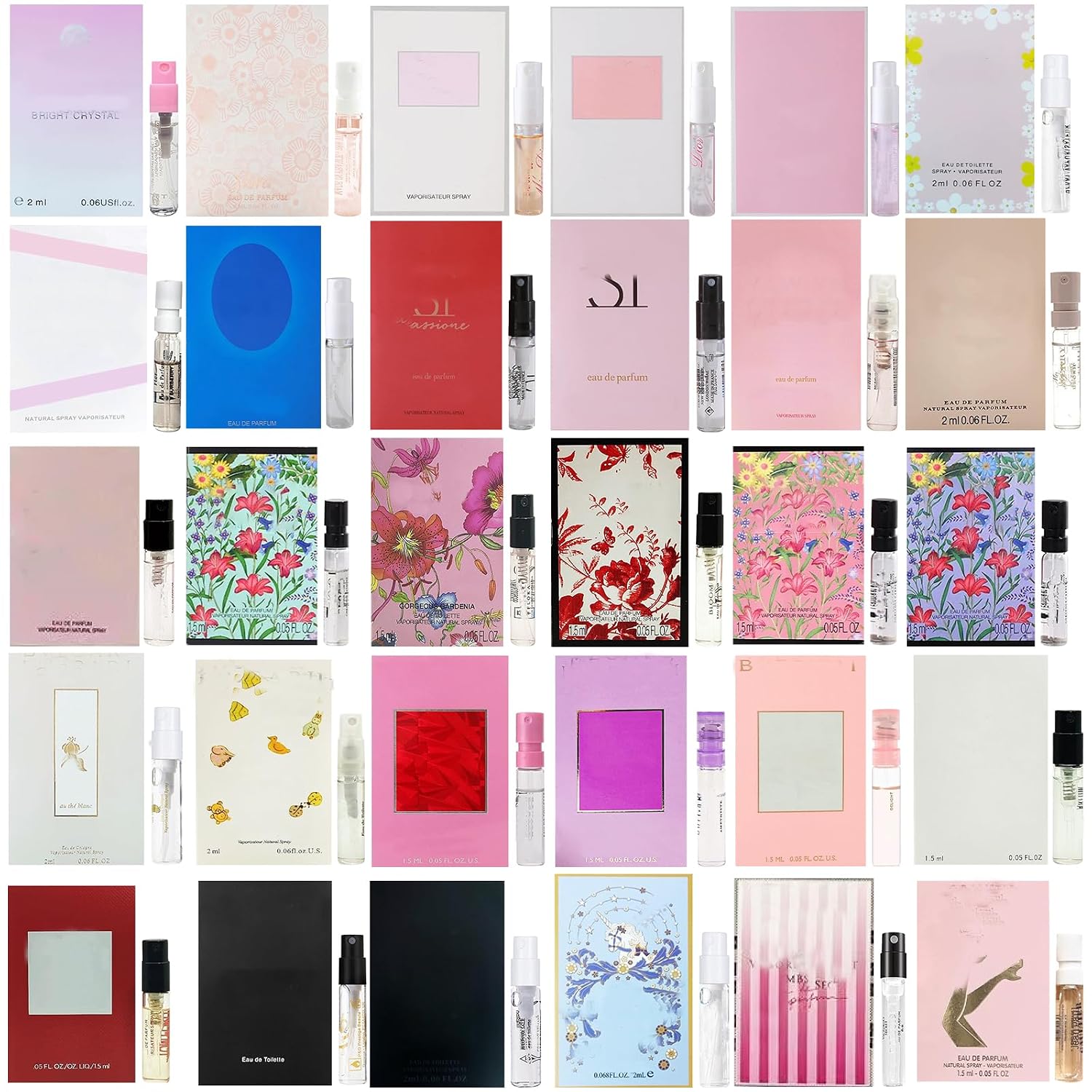 Dirstic Women's Designer Perfume Sampler Lot Discovery Set x 30, Luxury High-End Perfume Vials for Women, Mini Samples Gift for Girlfriend, Wife, or Mother(30 pcs)