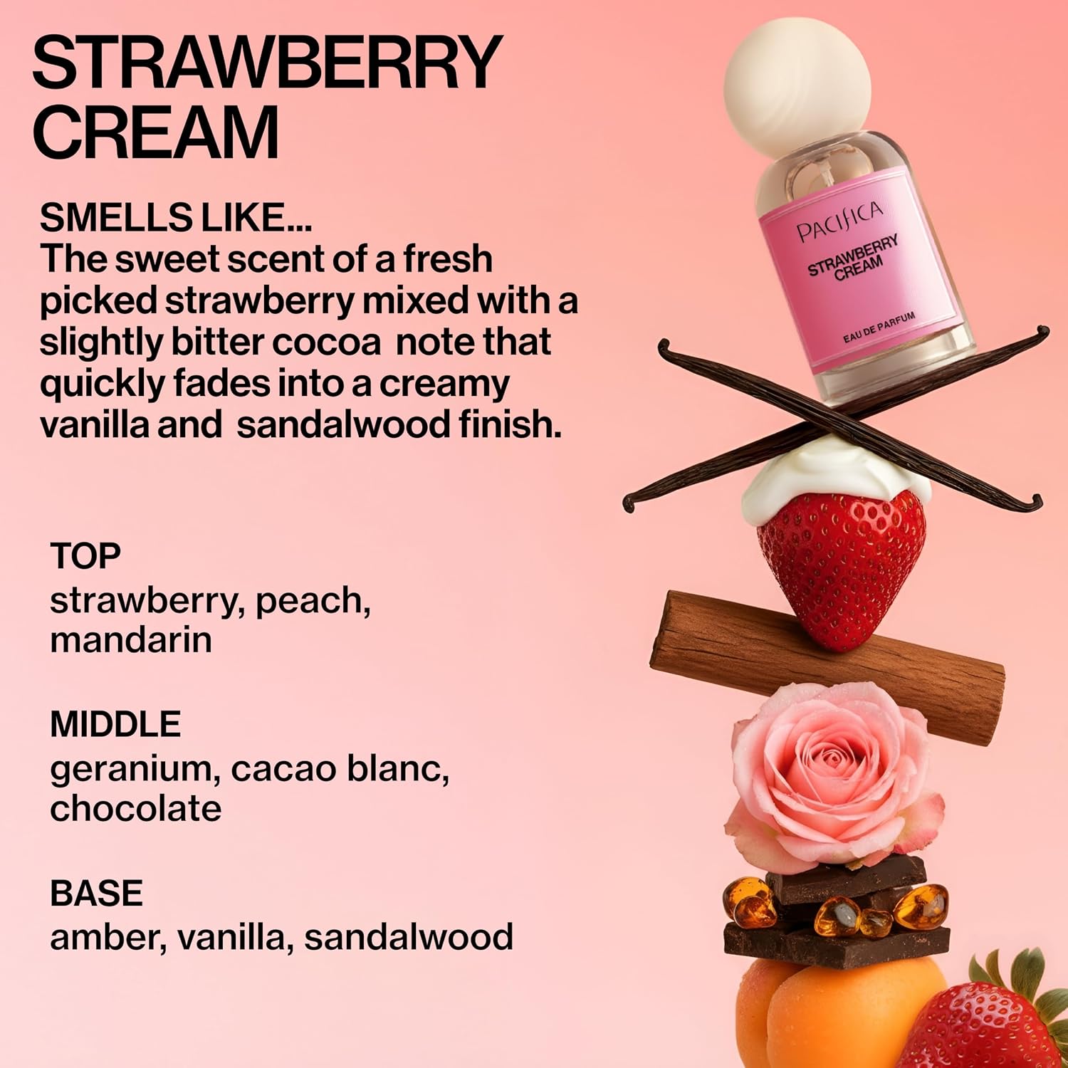 Pacifica Strawberry Cream Perfume for Women – Fruity Floral Eau de Parfum Spray with Strawberry, Vanilla, Jasmine & Sandalwood Notes, Long Lasting, Clean Beauty, 1 fl oz - Image 4