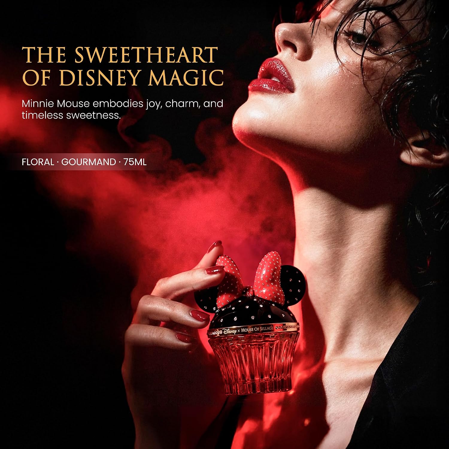 House of Sillage Minnie Mouse Parfum | Disney × House of Sillage Limited Edition - 75ml Hand-Painted French Glass Flacon with Swarovski® Crystal Bow Cap - Image 2