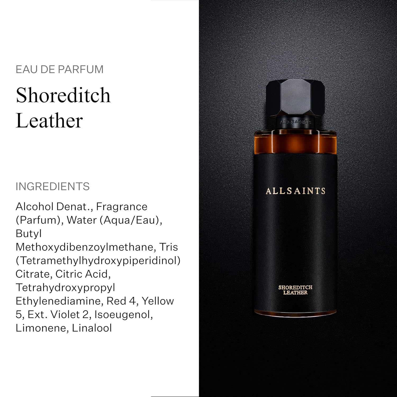 AllSaints Shoreditch Leather Eau De Parfum - Chypre Leather Wood Fragrance - Unisex Perfume with Vetiver & Amber Fragrance - Essential Oil Scent for Sensual Evening Wear - 100mL/3.4 fl oz - Image 3