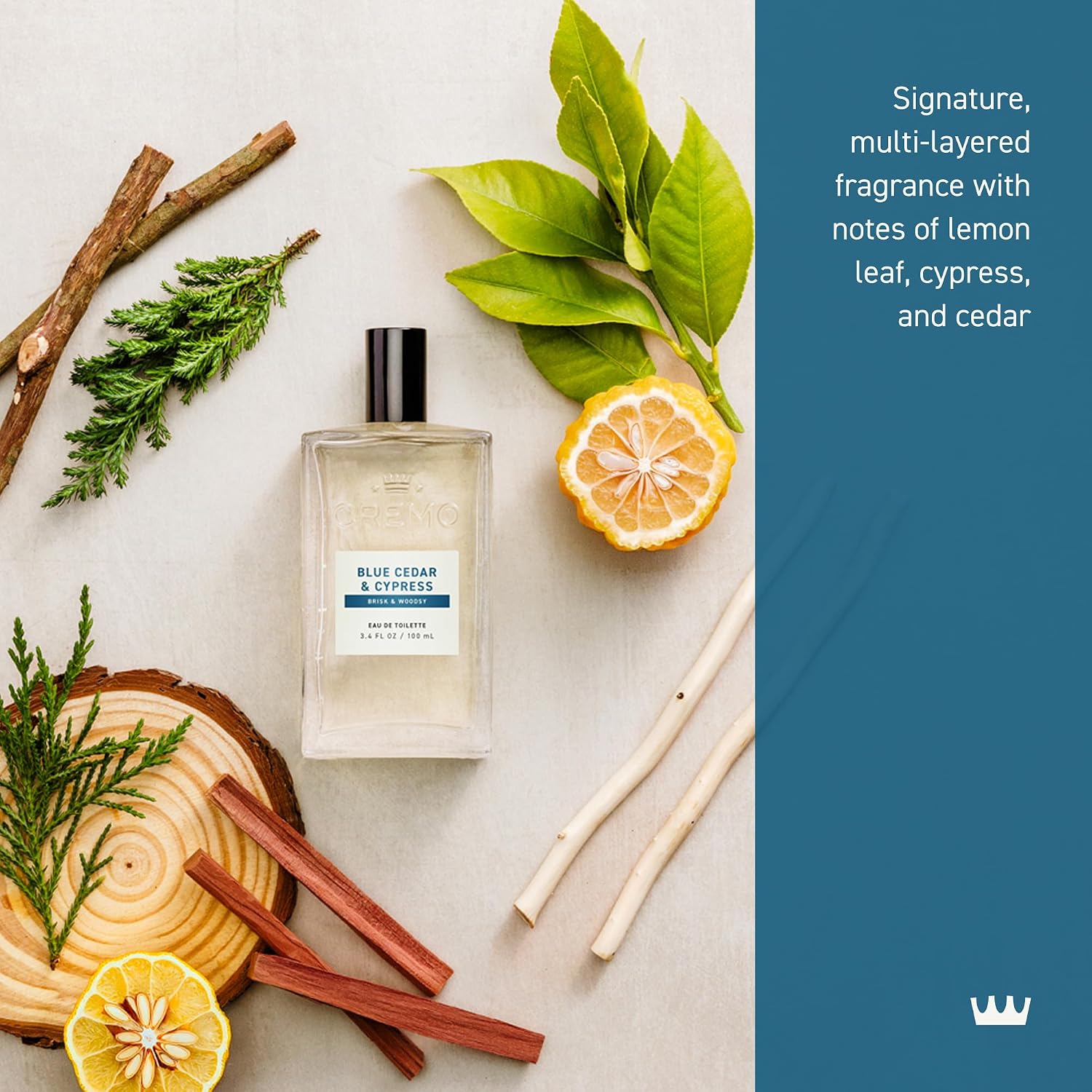 Cremo Cologne For Men - Blue Cedar & Cypress Mens Cologne Spray, A Woodsy Scent with Notes of Lemon Leaf, Cypress and Cedar, Multi-Layered Signature Men's Fragrances, 3.4 Fl Oz - Image 2