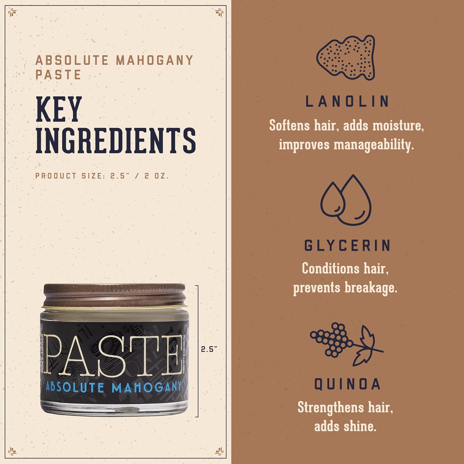 18.21 Man Made Hair Styling Product, 2oz. Absolute Mahogany Scent in Paste with Natural Shine Finish - Image 3