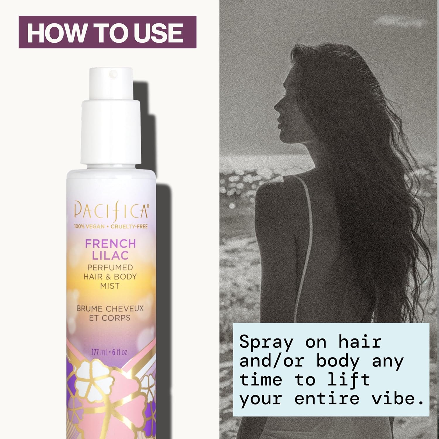 Pacifica French Lilac Hair & Body Mist – Clean Vegan Floral Hair Perfume Spray for Women, Fresh-Cut Lilac, Magnolia & Heliotrope Notes, Alcohol-Free Head-to-Toe Fragrance, Cruelty-Free, 6 Fl Oz - Image 9