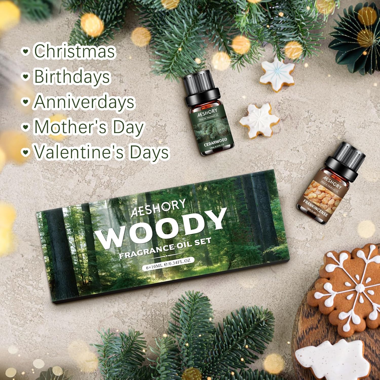 Woody Essential Oils Set - 6x10ML Woody Scents Fragrance Oil for Candle Making, Diffuser - Teakwood, Sandalwood, Cedarwood, Cyperss, Forest Pine, Frankincense Aromatherapy Oils - Image 7
