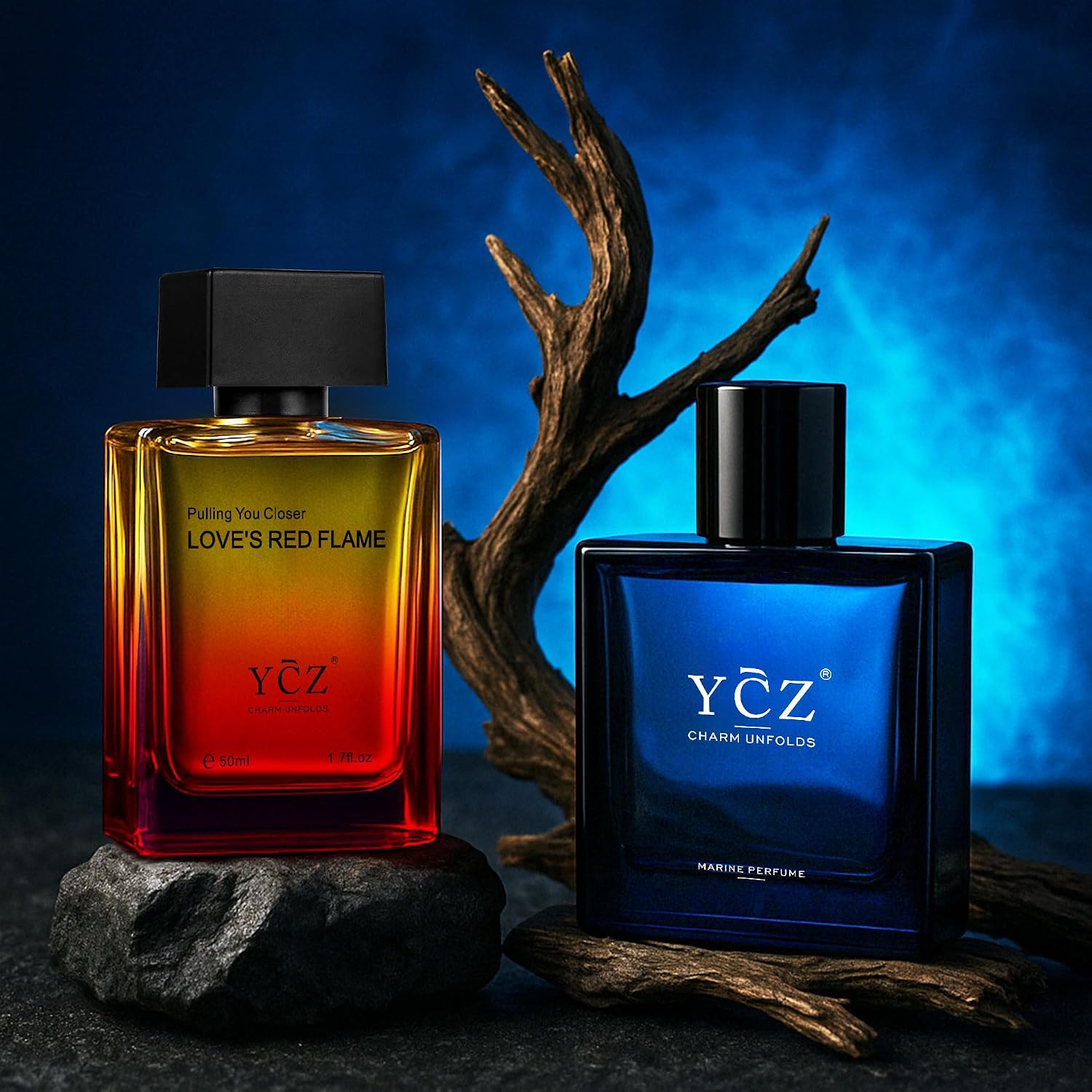 Ycz Men's Cologne Set, Marine & Borrowing Fire Fragrance Collection, 1.7 Fl Oz (50ml) Eau de Parfum, Long Lasting Oriental Woody Fragrance with Orange Notes, Men's Cologne Gift Set - Image 8