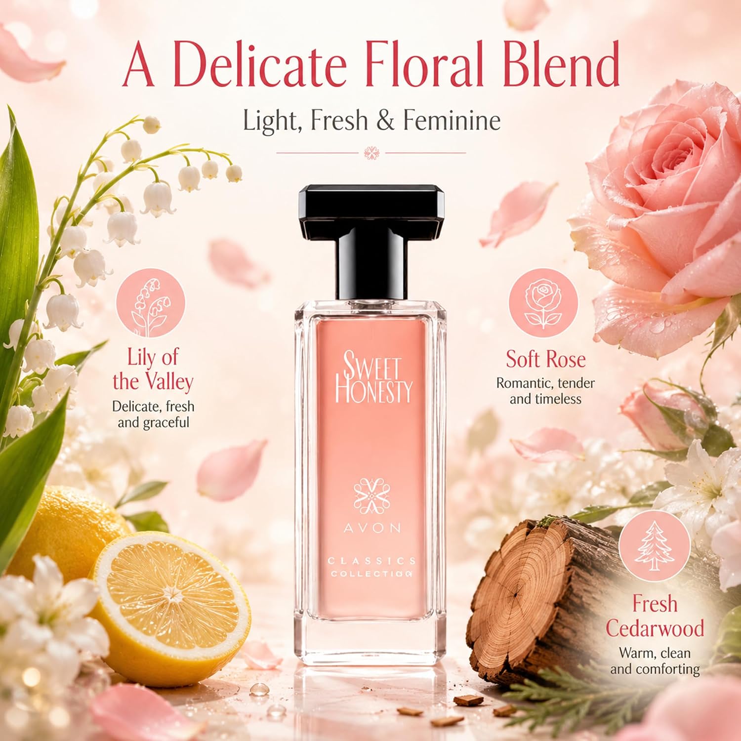AVON Sweet Honesty Cologne for Women — Fresh Cedarwood Long Lasting Perfumes for Women — Clean Floral Women’s Fragrances with Rose and Lily, 1.7 fl oz — Designer Womens Perfume Gift - Image 3