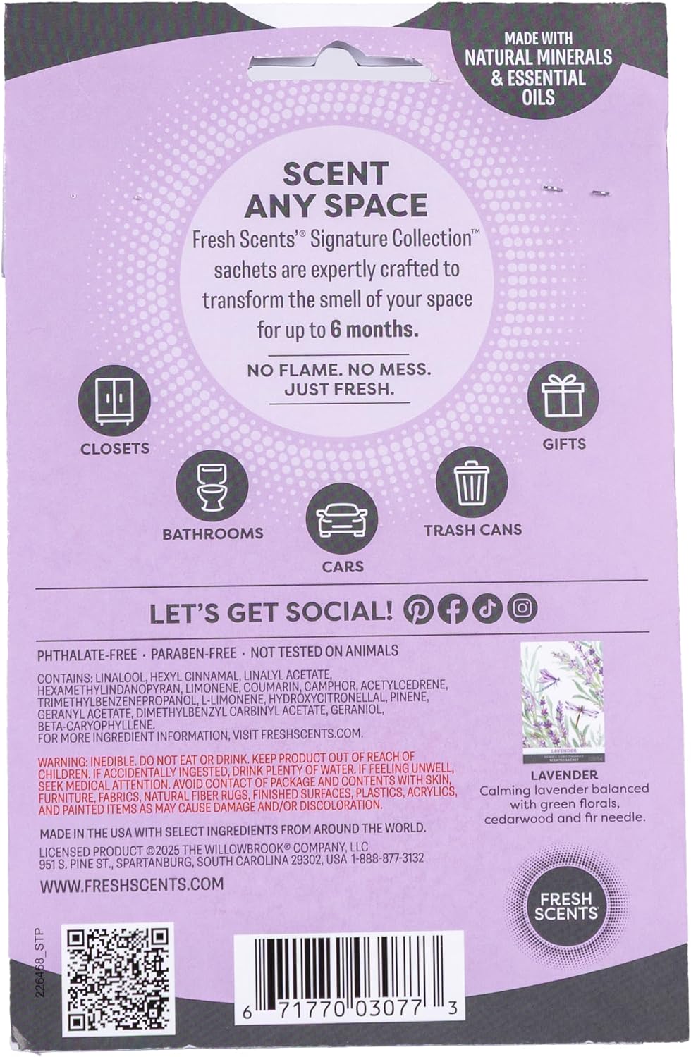 Fresh Scents Scented Sachets | Lavender | Home Fragrance | Long Lasting (Up to 6 Months) | Air Freshener for Closets, Drawers, & Cars | 6 Pack - Image 2