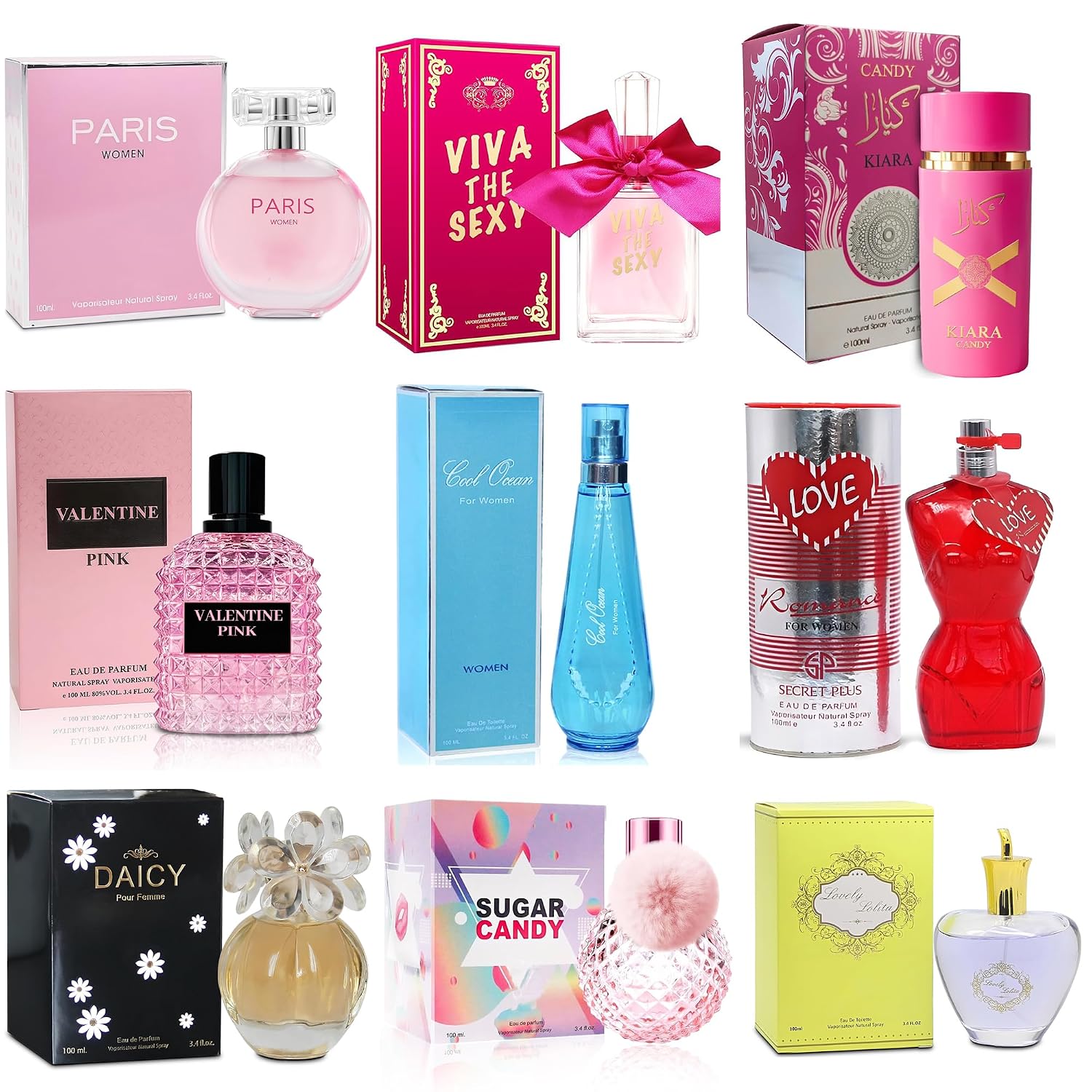 AFLUXE Women's Perfume Sampler Set - 9 x 100ml Full-Size Luxury Fragrances | Floral, Fruity, Gourmand & Woody Scents | Gift Ready Collection for Her(Set K)