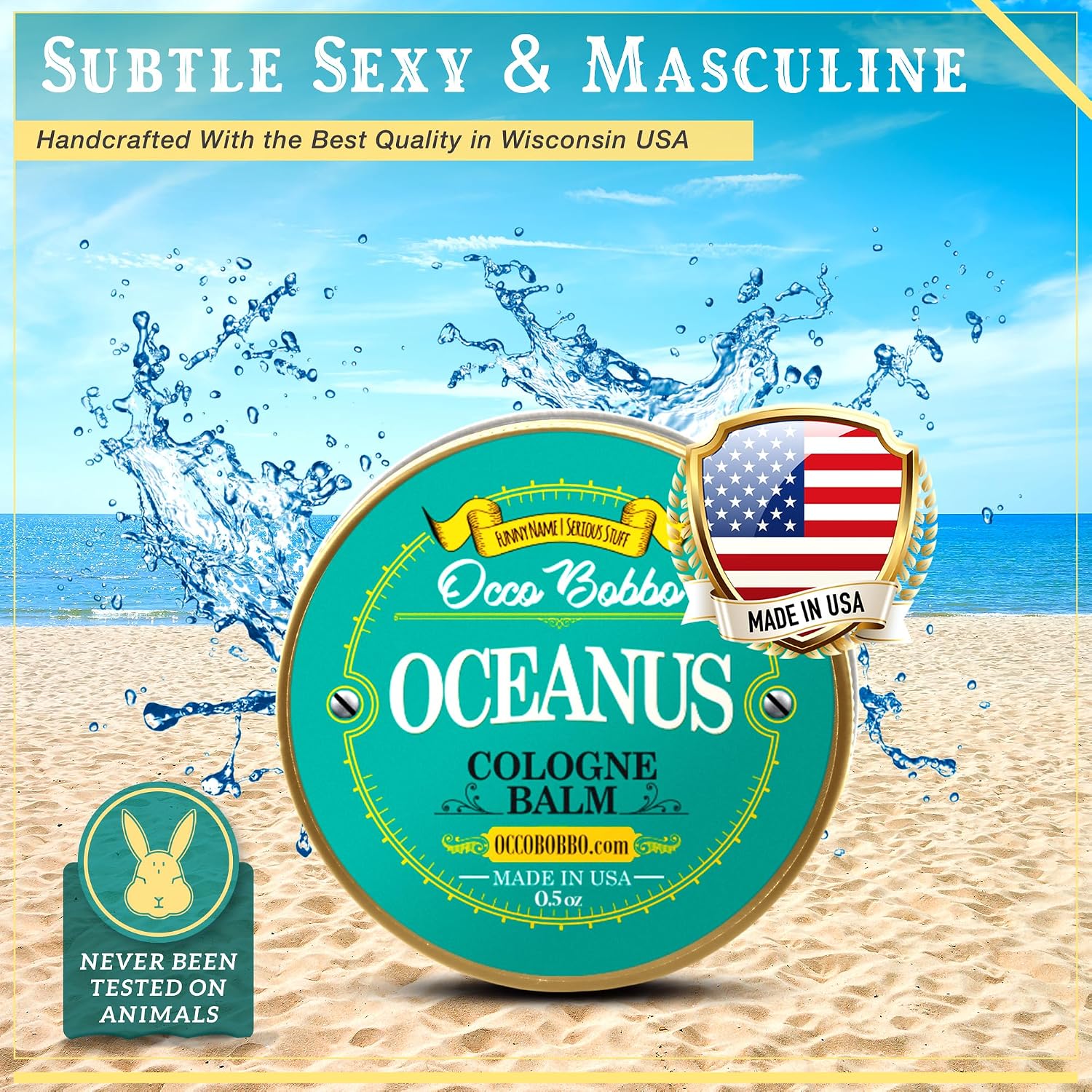 Handy Hound Occo Bobbo - Oceanus Solid Cologne Men - Made In the USA - A Clean Masculine Scent - All Natural Ingredients - .5 oz - Image 2
